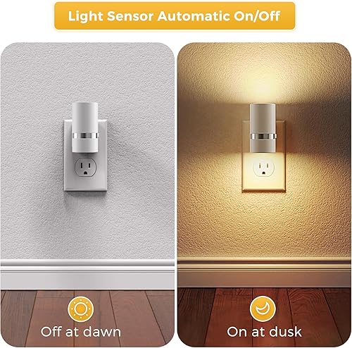 Miniatura 2 de L LOHAS LED Luces nocturnas enchufables a la pared, luz nocturna enchufable con sensor de luz, regulable de 0 a 100 lúmenes, blanco suave 3000 K,