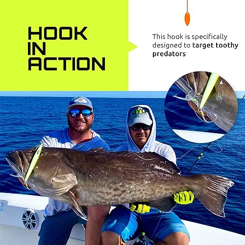Miniatura 4 de JYG PROFISHING - Anzuelos de pesca – Assist Steel Feather Circle Fish Hook – Aparejo compensado Pesca, lubina, bagre, pulpo, atún – Kit de cebo de