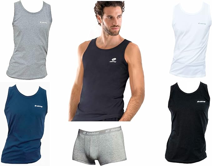 Lotto Canotta Uomo Offerta 4 Pezzi + Boxer, Canotta Uomo in Cotone  Pettinato Canottiera Uomo : Amazon.it: Abbigliamento