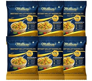 Millezo Instant Millet Noodles Magic Masala | Little Millet (Kutki/Sama) Healthy Noodles | High Fiber, Plant-Based Protein | No Maida, No MSG | Rich in Calcium & Iron | Ready in 5 Minutes | 60g Pack (Pack of 6)
