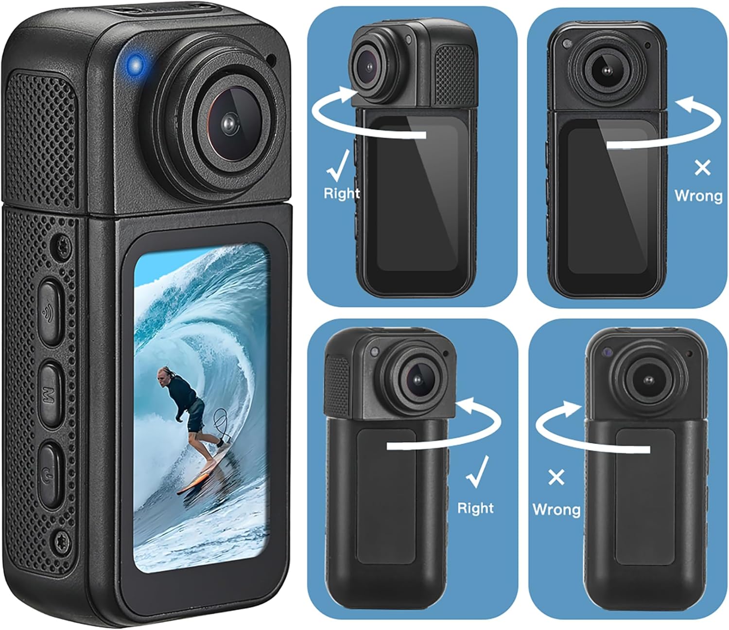 Mini Body Camera with 64GB Storage, 1080P Pocket Video Recorder with 180° Rotating Lens,Thumb Size Wearable Body Cam with Screen,Portable Camera for Outdoor, Cycling, Vlog, Travel - Image 6