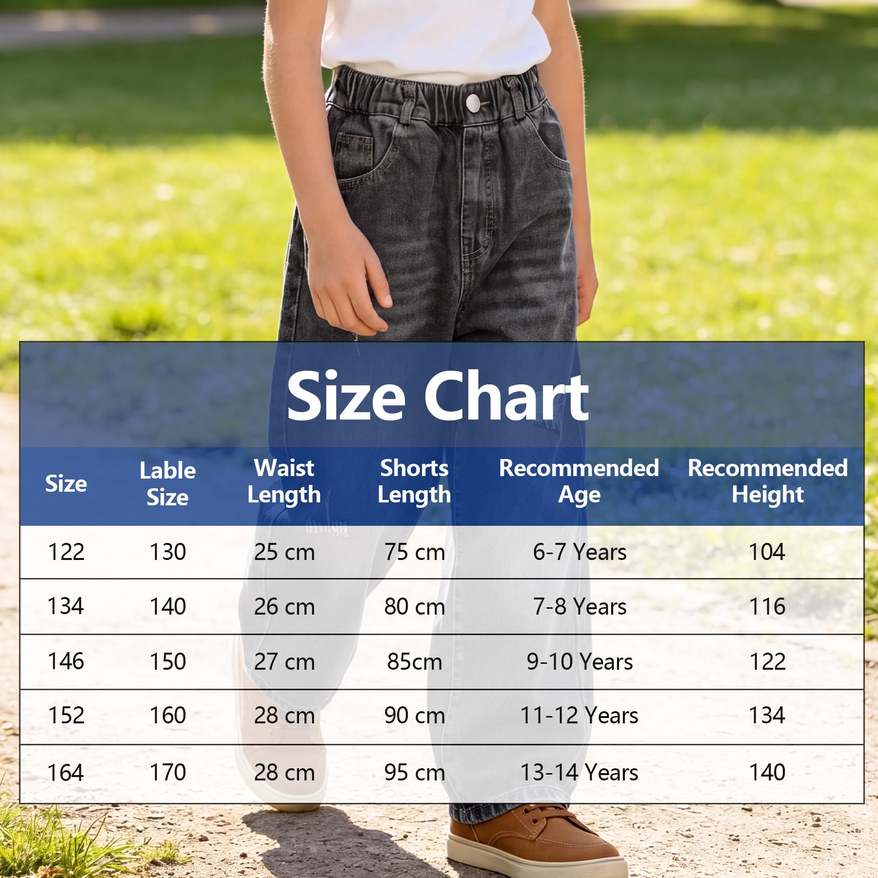 Jeans Garçon Enfants Droit Baggy Pantalon Denim Loose Fit avec Taille Élastique Long Jeans Casual Bleu Pant Décontracté Stretch Denims Mode Streetwear pour Ado 5-14 Ans