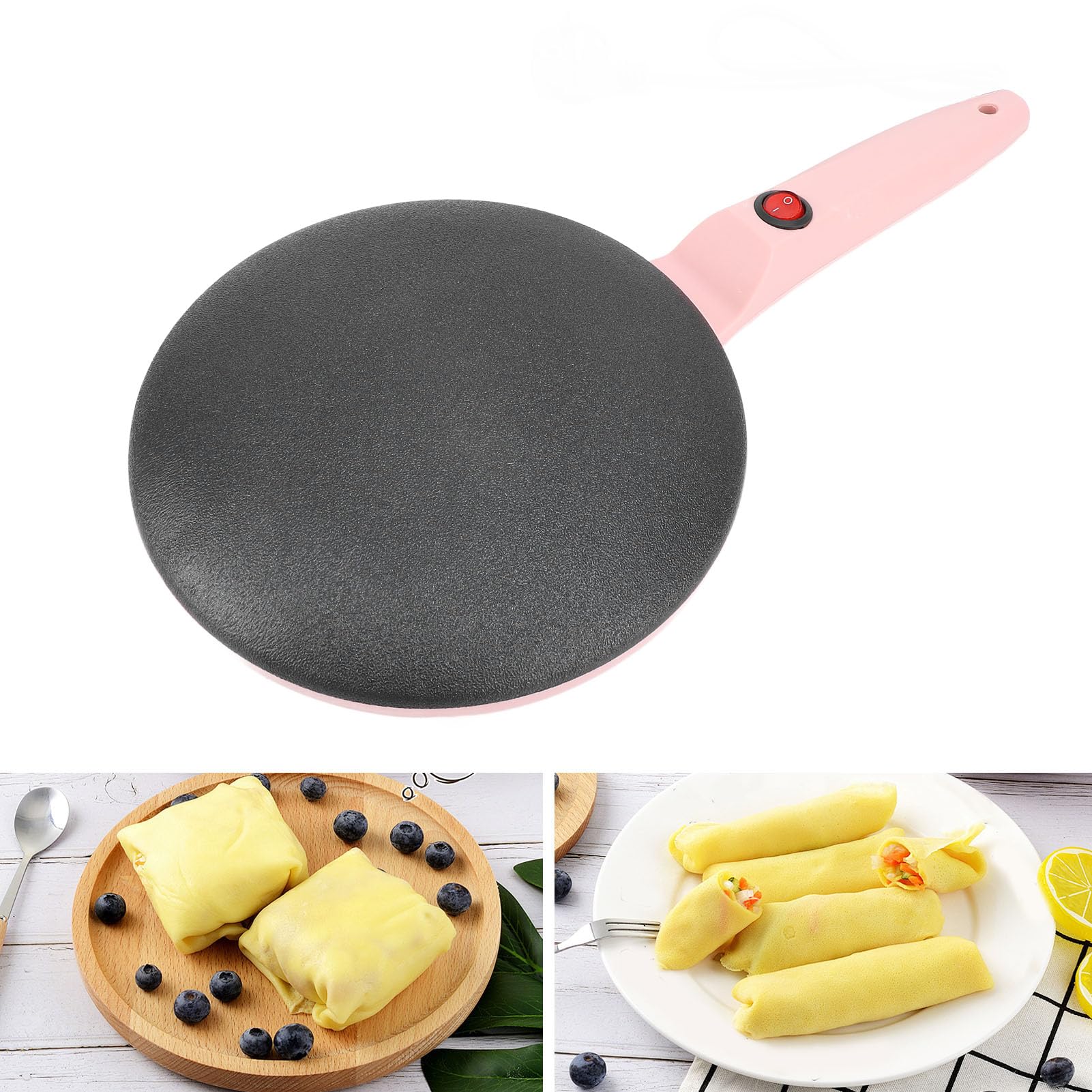 Elektrischer Crêpes-Maker, 8-Zoll-tragbarer Crepes-Maker, Crêpes-Pfanne und Antihaft-Tauchplatte, Hand-Pfannkuchenmaschine mit Teigspatel, für Pfannkuchen, Tortilla