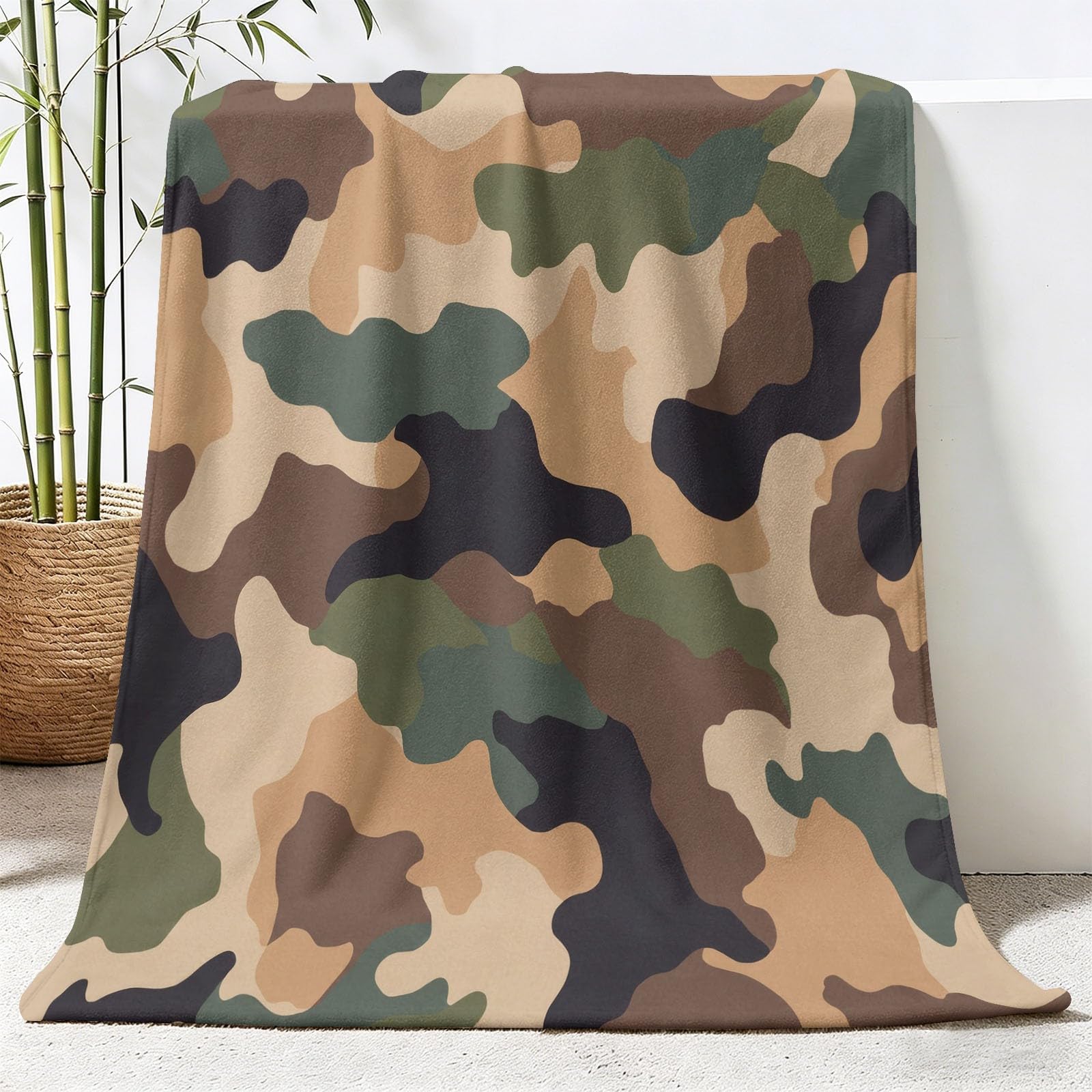 Manta polar suave de camuflaje que aísla el frío en sofás familiares