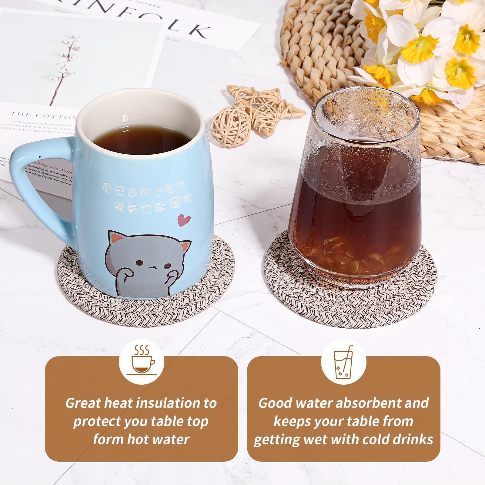 Mckanti Drink Coasters with Holder - Absorbent & Stylish -6