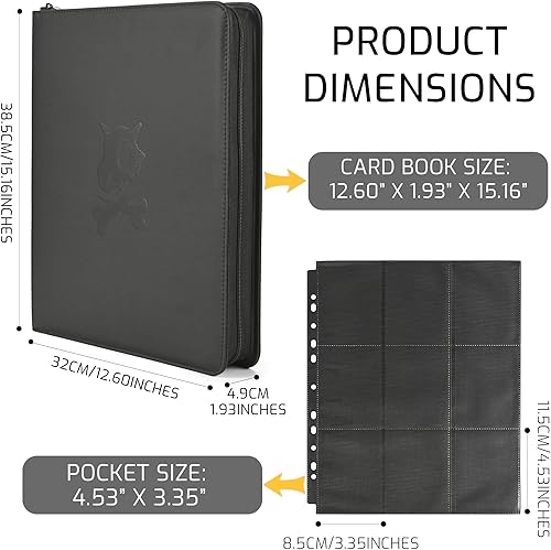 Miniatura 8 de Linkinbot Carpeta de tarjetas Toploader con 216 bolsillos para tarjetas intercambiables, tarjetas deportivas de béisbol, fundas integradas de 9