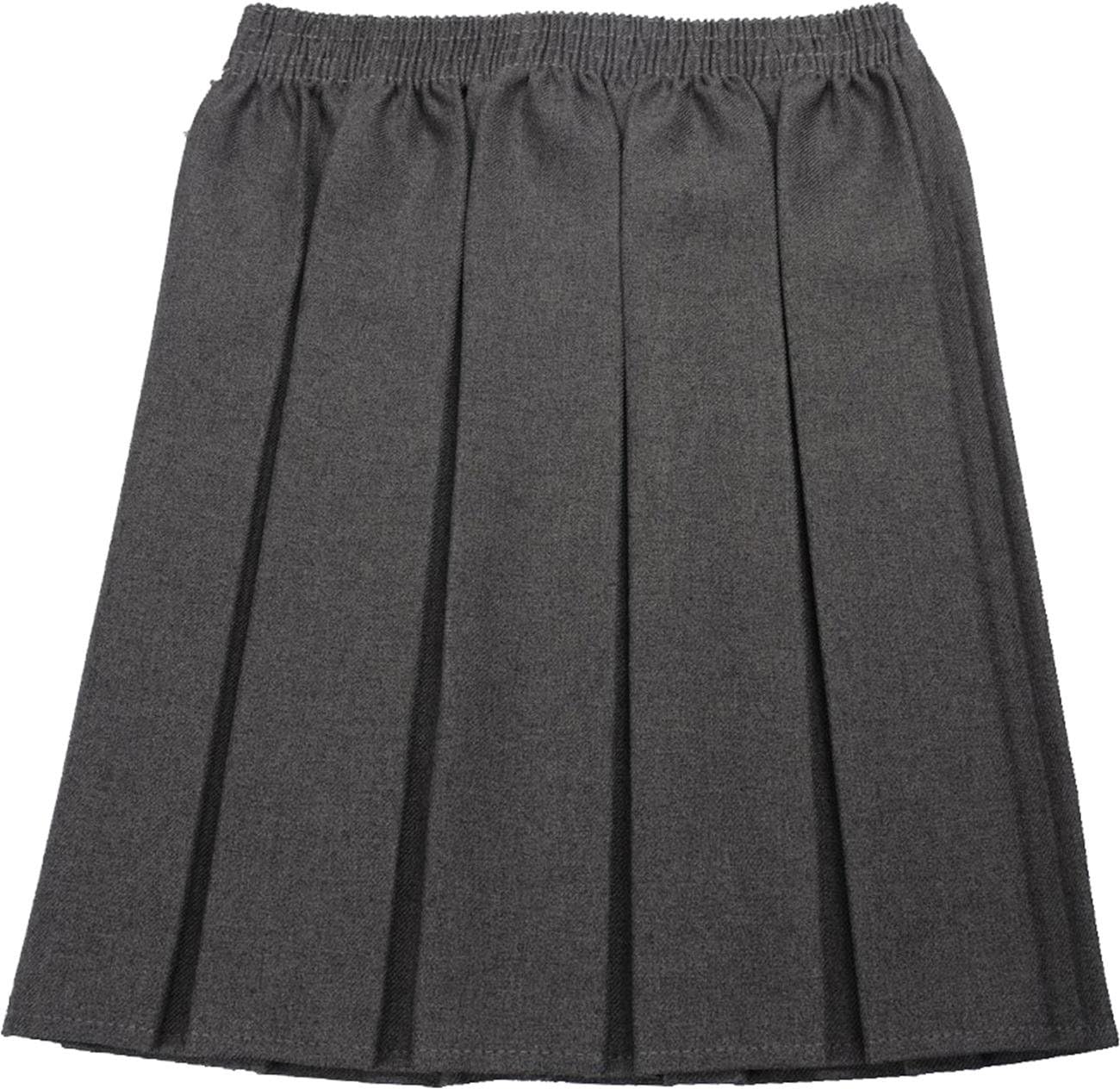 GagacisoSchool Uniform Girls Box Pleat Skirt Full Elastic Grey 9-10