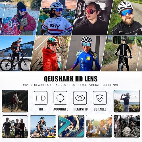 Miniatura 6 de Lentes de sol Queshark de ciclismo, polarizados, deportivos, con 3 lentes, unisex
