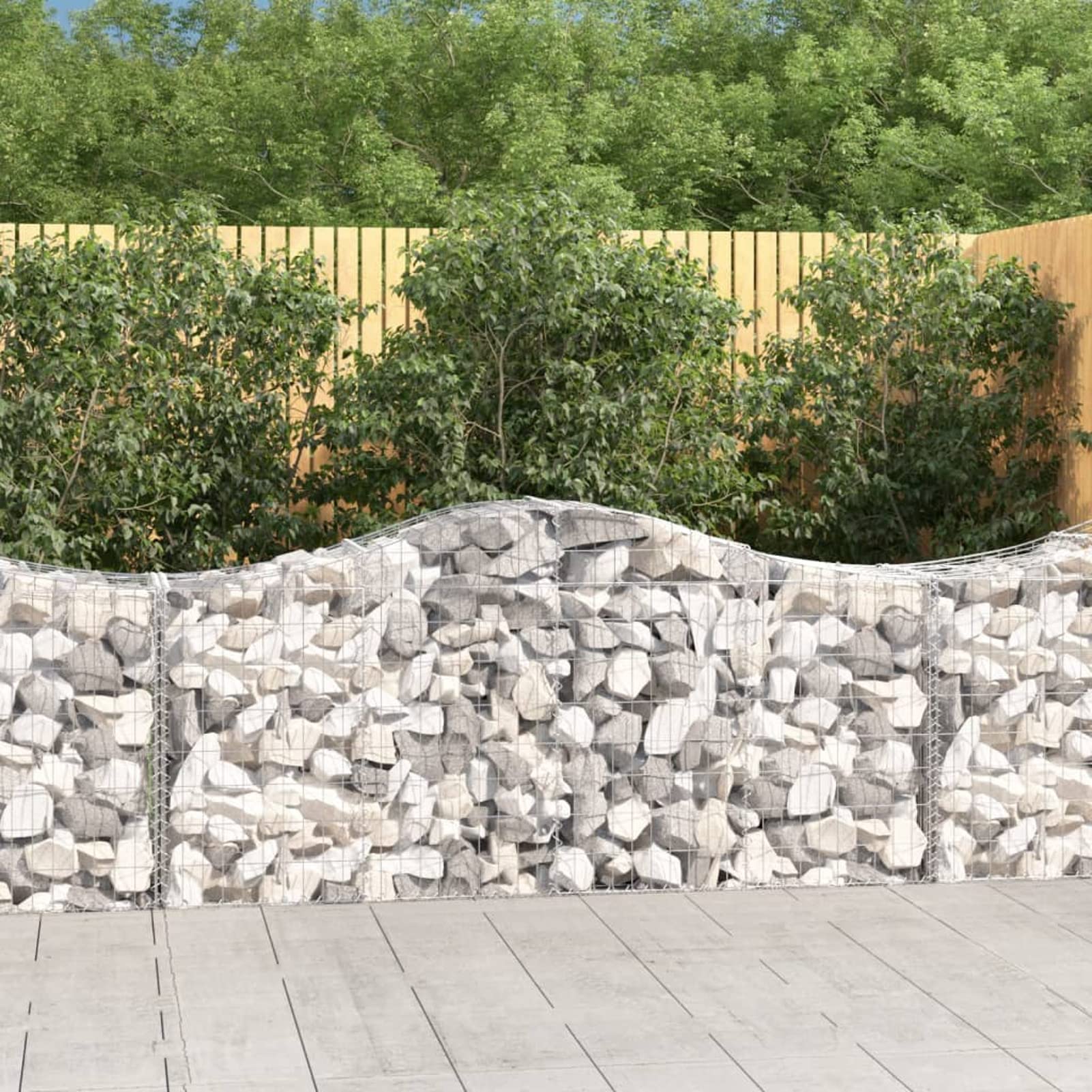 LAPOOH Gabionen mit Hochbogen 2 STK. 200x50x80/100 cm Verzinktes Eisen, Gabionen Zaun, Steinkorb Garten, Gabionenkörbe, Gabionen Gitter, Dekorative Zã¤UNE - 3145619