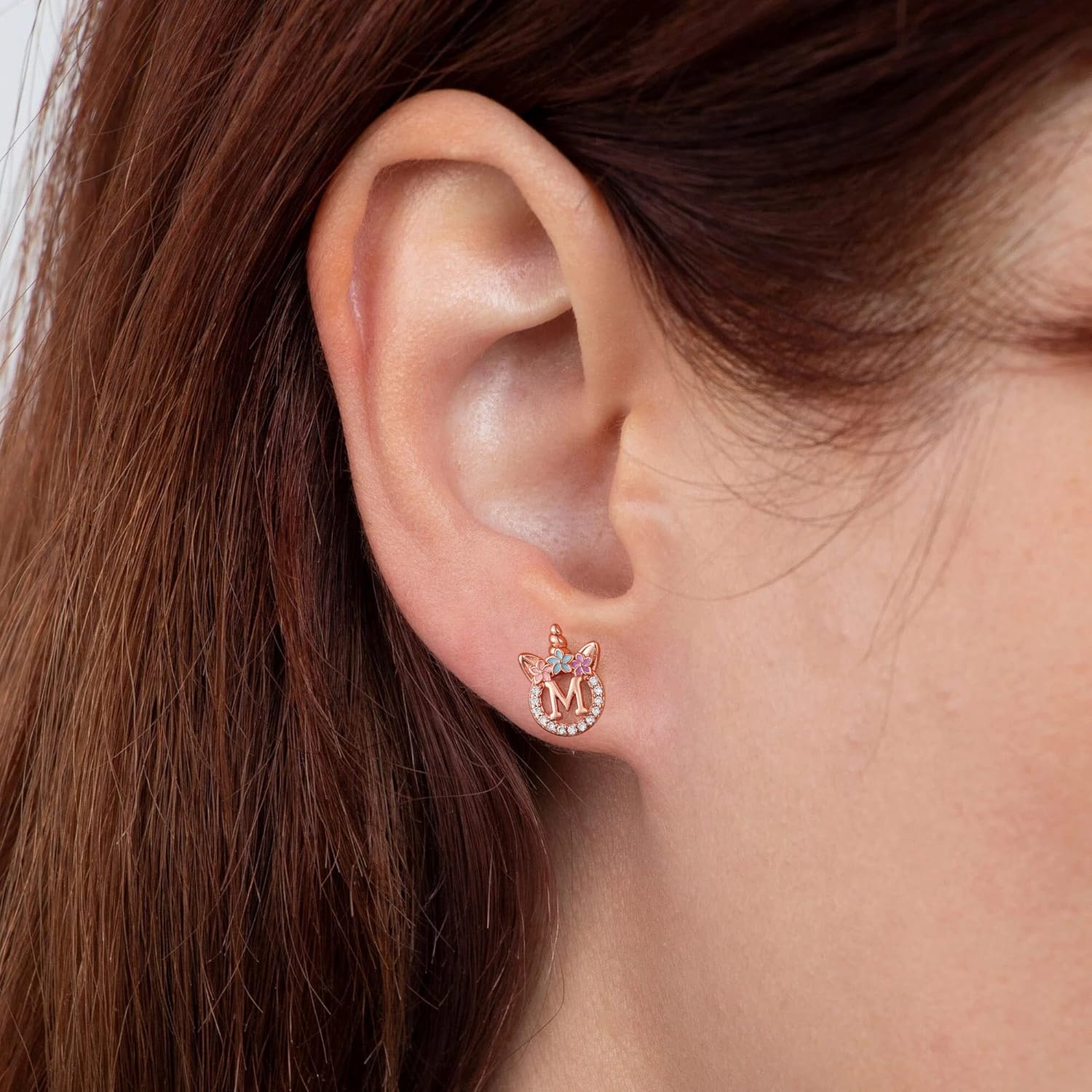 925 Sterling Silver Unicorn Earrings, 14K Gold/Rose Gold/Silver/Unicorn Earrings for Girls Kids Toddler Little Girls Hypoallergenic Letter Initial Earrings for Girls Christmas Gifts - Image 3