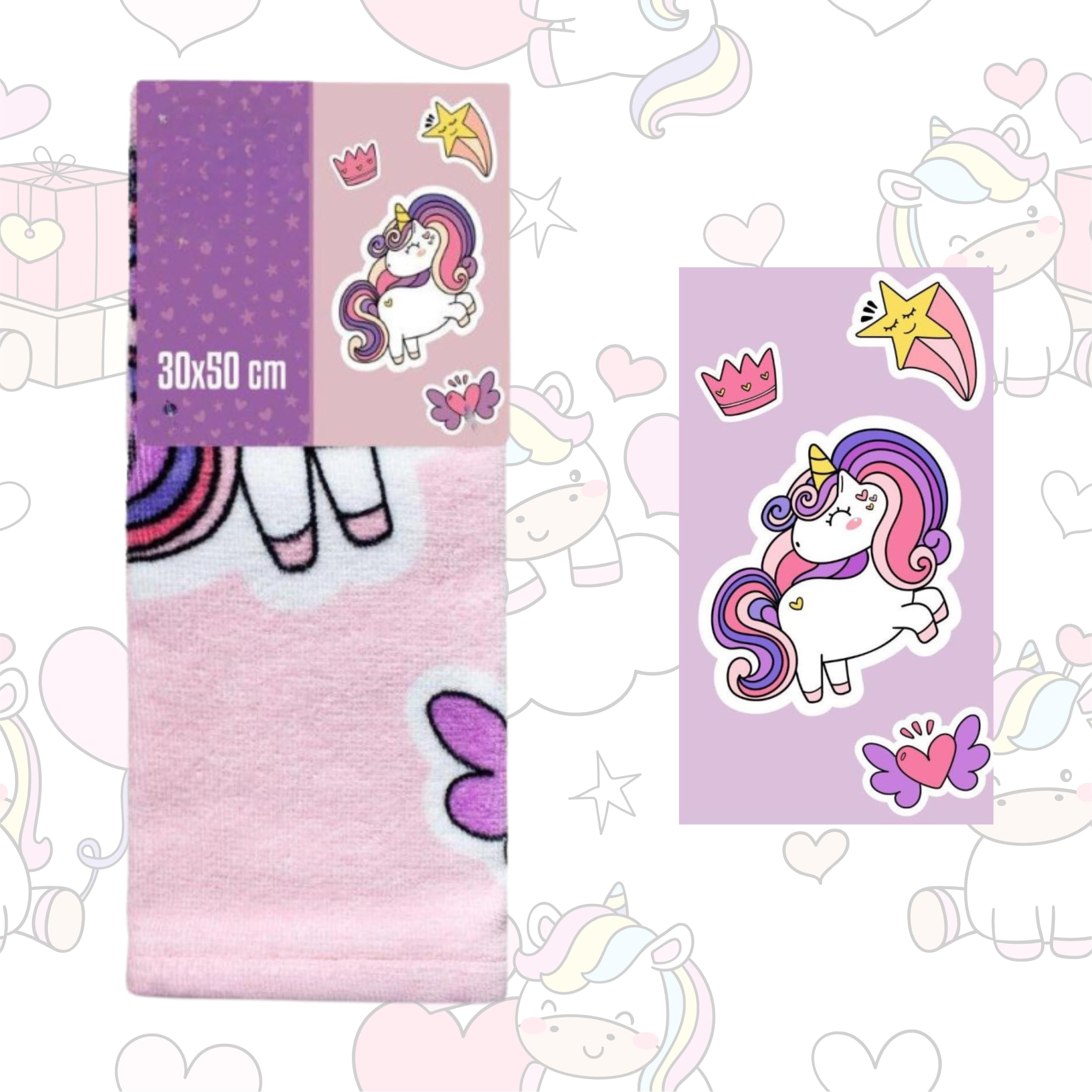Damaloo Lot 2 Serviettes Enfant Licorne - Serviette 30x50cm + Gant 30x30cm Coton Doux