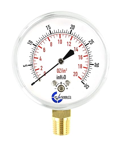 Miniatura 8 de CARBO Instruments Medidor de cápsula de baja presión de diafragma, esfera de 2-12", rango de 5 PSI, montaje inferior NPT de 14", caja de acero