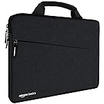 amazon basics Laptop Bag Sleeve Case Cover Pouch with Handle for Men & Women | 14.1 Inch Laptop with Padded Laptop Compartment | Zipper Closure | Water Repellent Nylon Fabric (Black)