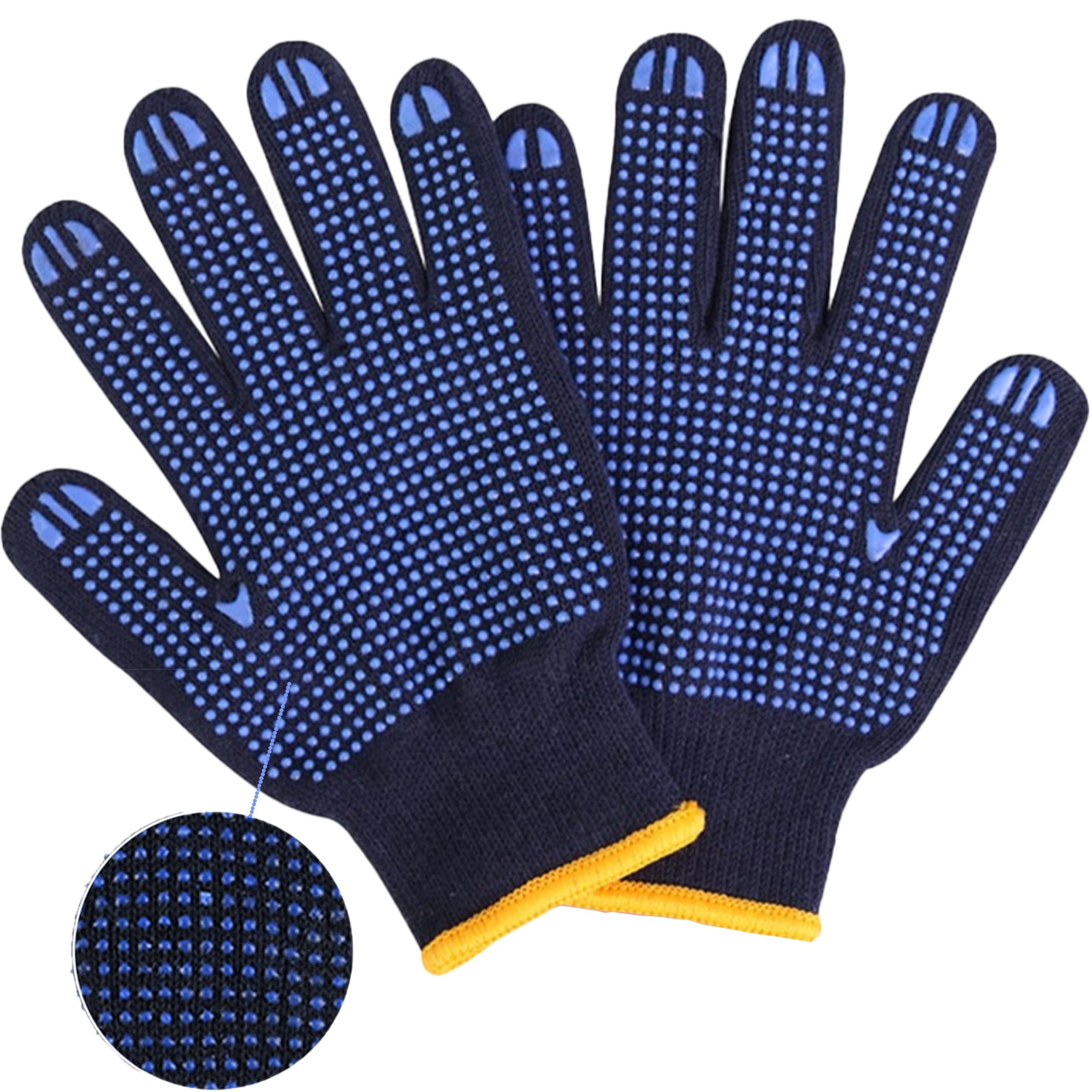 Ecoshine12 Pairs Blue Cotton Work Gloves – Non-Slip PVC Dotted Grip, Breathable, Reusable Safety Gloves for Construction, Warehouse, Gardening, DIY (X-Large-10)