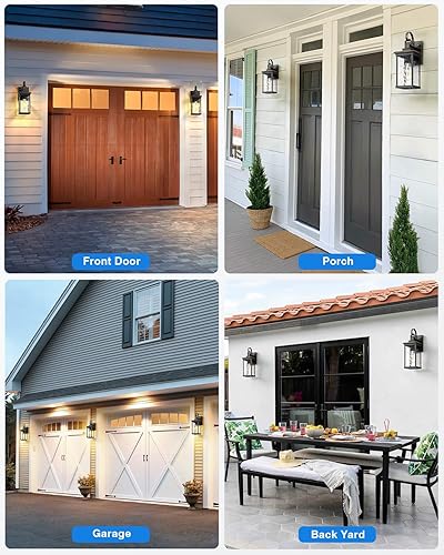 Miniatura 9 de VIANIS Farol de pared para exteriores del anochecer al amanecer, accesorios de luz exterior negra, lámparas de montaje en pared para porche, luces