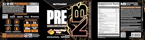 Miniatura 8 de NutraBio Polvo de preentrenamiento, mango naranja, energía explosiva, enfoque láser, bombas extremas, preentrenamiento para hombres y mujeres,