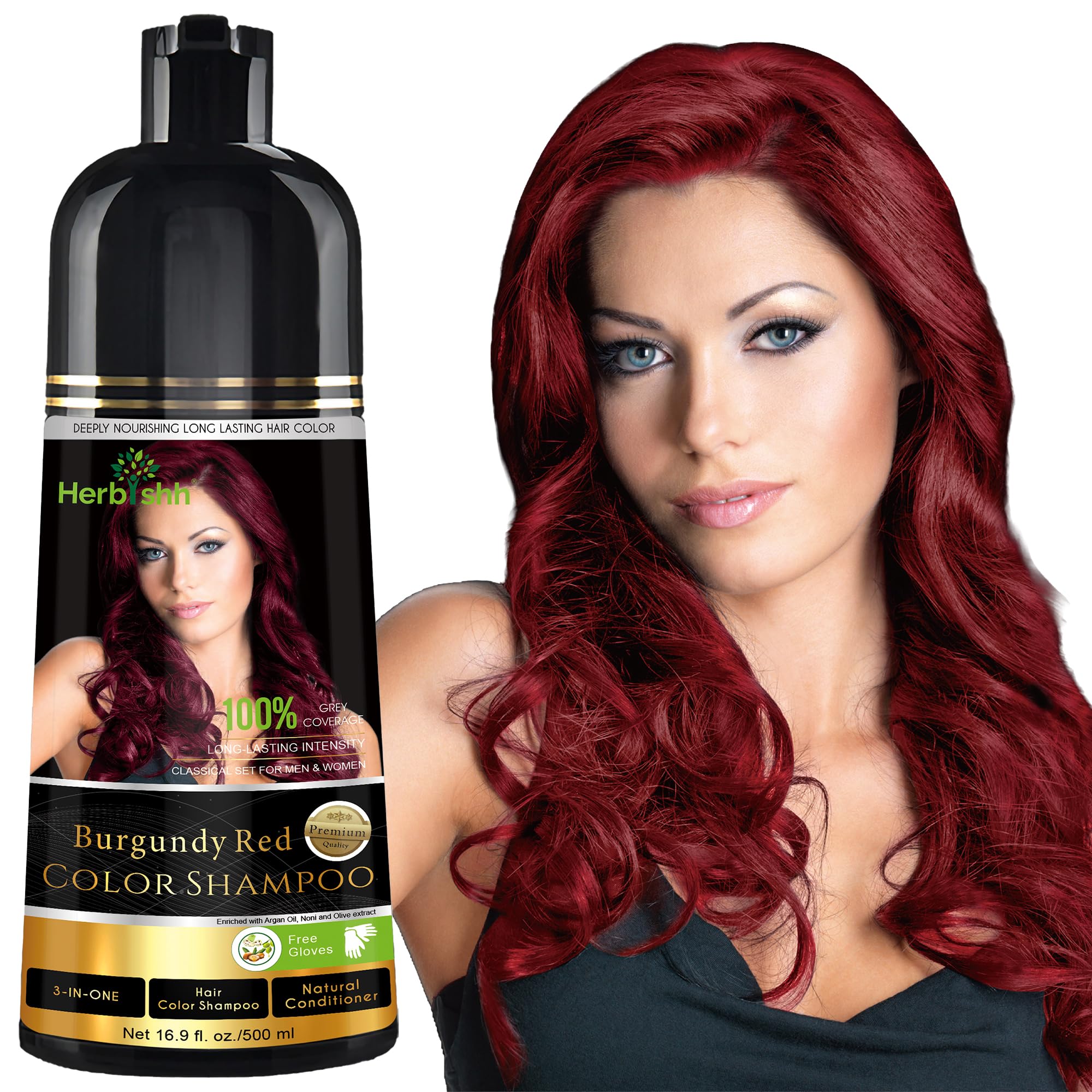 Hair Color Shampoo For Gray Hair – Magic Hair Dye Shampoo – Colors Hair In Minutes–Long Lasting–500 Ml–3-In-1 Hair Color–Ammonia-Free (Burgundy)