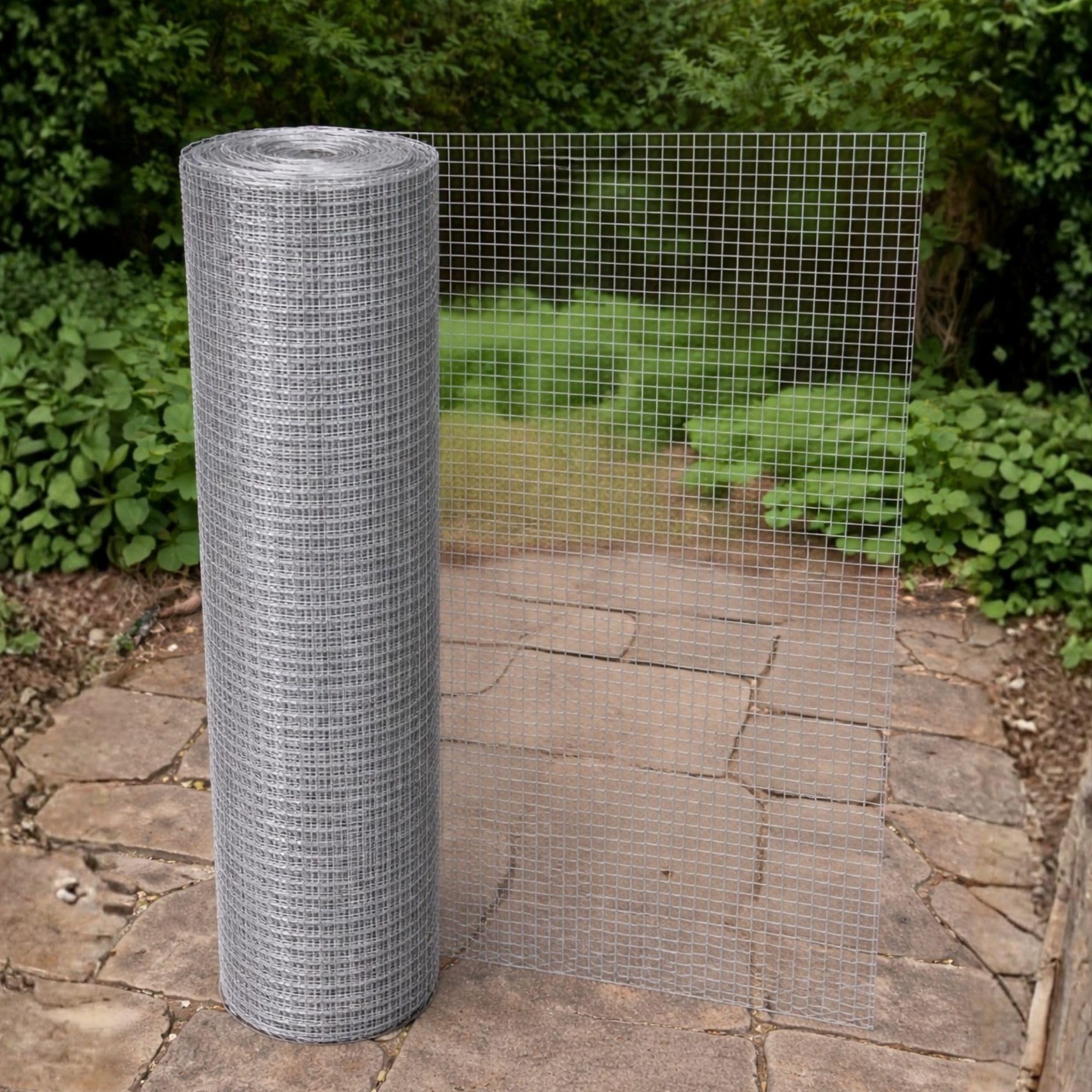 PROREGAL Maschendrahtzaun Vierkantgeflecht KEEPY, Höhe 1,0 Meter, Länge 25 Meter, Maschenweite 16x16mm, Drahtstärke 1,2mm, Verzinkt, Drahtzaun Hasendraht Kaninchendraht Hühnerdraht