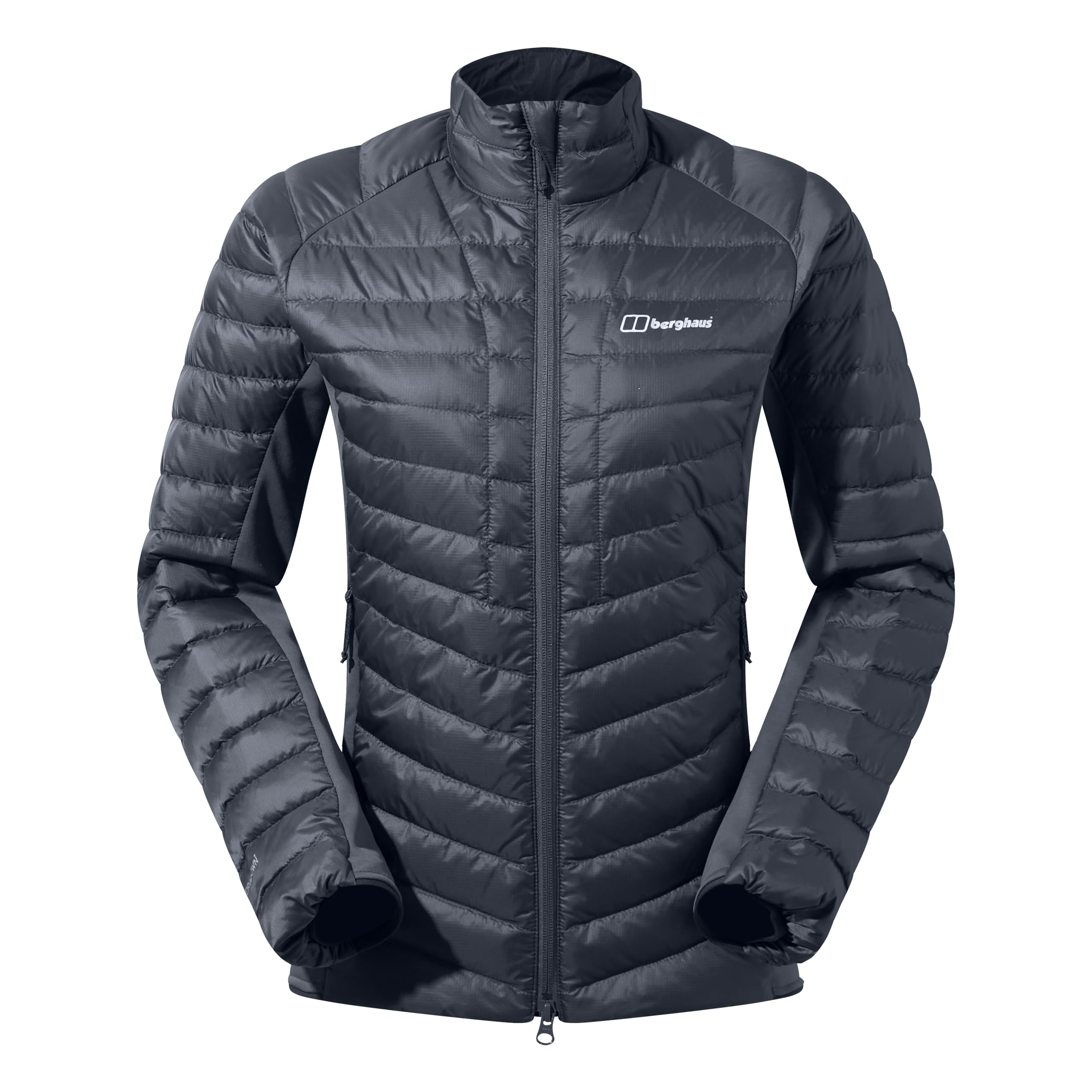 Berghaus Women's Tephra Stretch Reflect 2.0 Padded Down Jacket | Flattering Stretch Fit | Lightweight | Packable | Puffer Jacket Insulated Jacket, Grey Pinstripe, 18