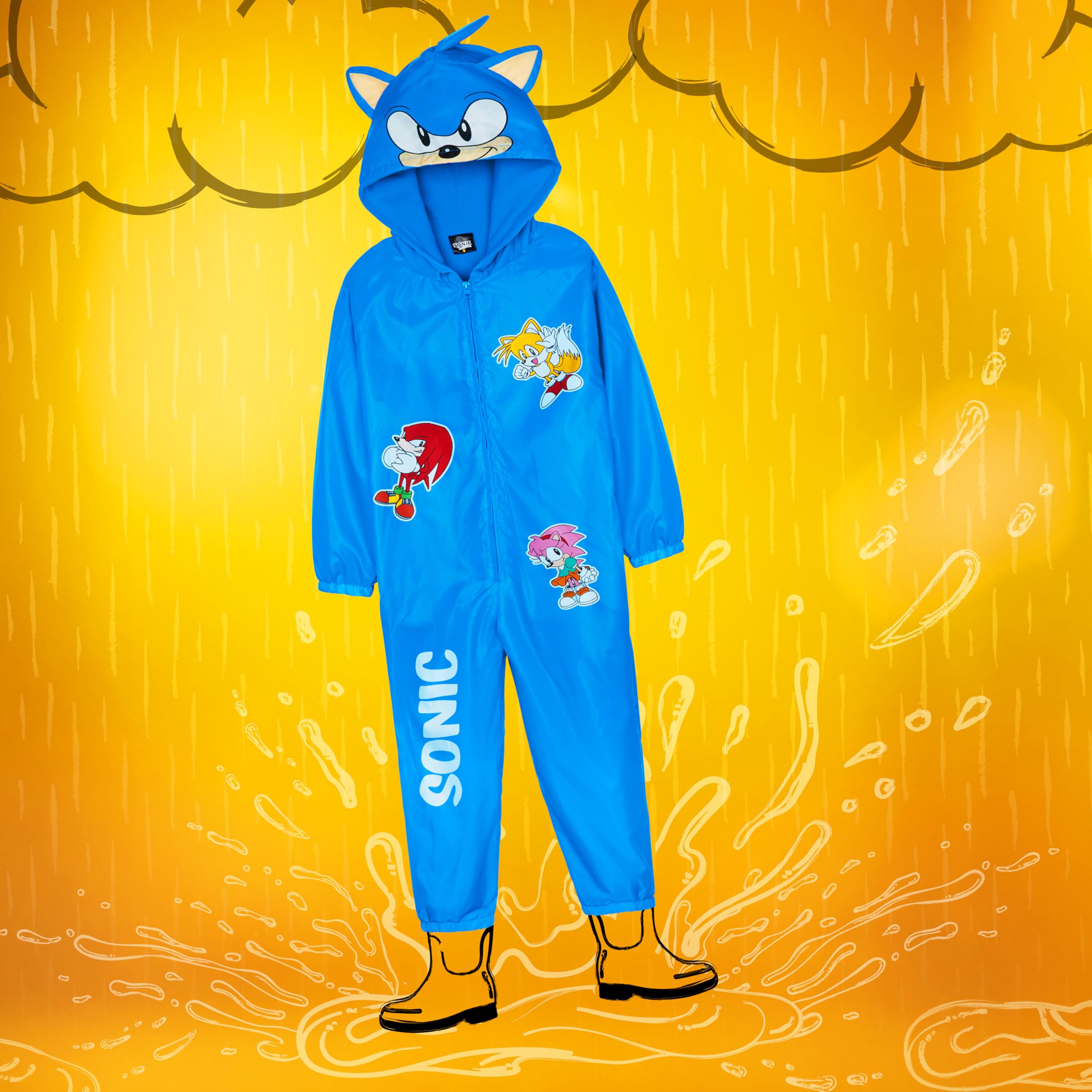Get Trend Combinaison de Pluie Enfant Garçon Imperméable à Capuche, Doublure Polaire, Tenue de Pluie et Jeu Extérieur