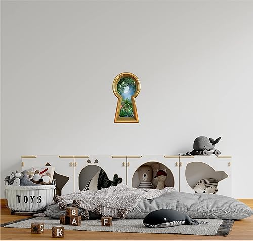 Miniatura 2 de Calcomanía de pared dorada para ventana, linterna encantada, bosque, país de las maravillas, decoración de habitación de niños, cuento de hadas,