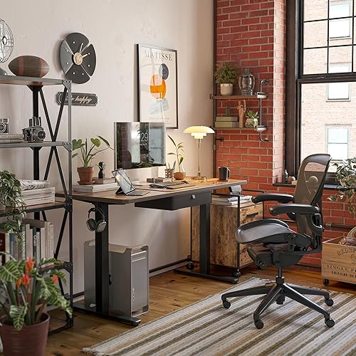 Miniatura 2 de FEZIBO Escritorio de pie de 55 x 24 pulgadas con cajón, altura ajustable, gabinete de archivo eléctrico de pie con cerradura para oficina en casa
