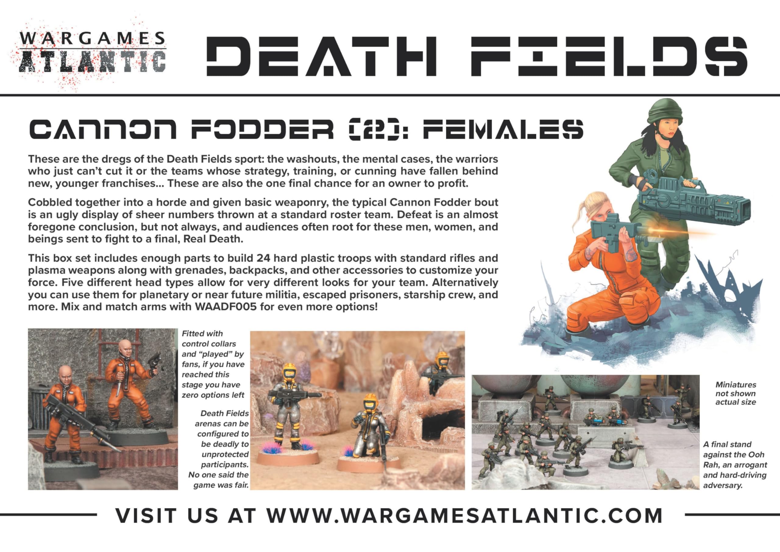 My Pet Elephant Death Fields – Cannon Fodder 2 = femelles (24 figurines) en plastique dur (polystyrène à fort impact) figurines de 28 mm fabriquées aux États-Unis