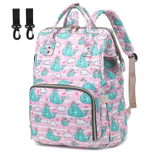 Miniatura 13 de Mochila para pañales de fresa para niñas bebés, mochila impermeable grande para mamá, bolsas de pañales para mujeres