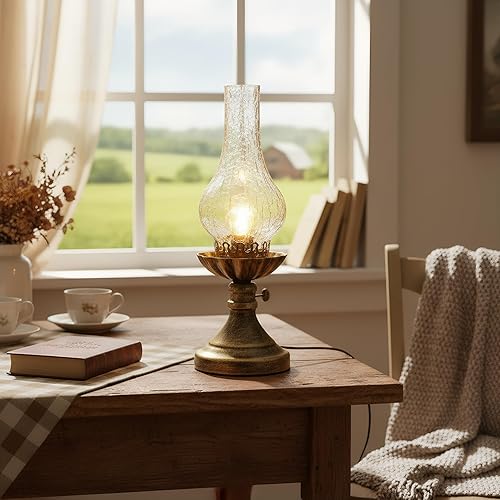 Miniatura 7 de Lámpara rústica, lámparas de noche retro con pantalla de cristal, adecuadas para dormitorios, salas de estar, bares, restaurantes, casas rurales,