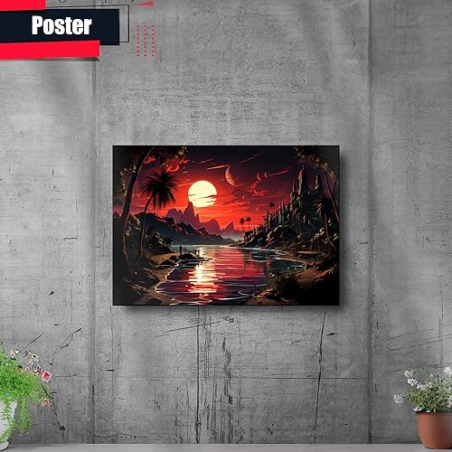 Miniatura 2 de Neon Sunset Vibes Florida Synthwave Sunset Framed poster Print, Retro Miami Style Wall Art, Wall Art, Home Decor