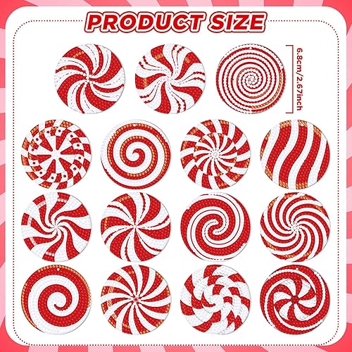 Miniatura 3 de BBTO 15 piezas de llavero de arte de diamantes de caramelo de Navidad, adornos de arte de diamantes de Navidad para niños, manualidades de Navidad,