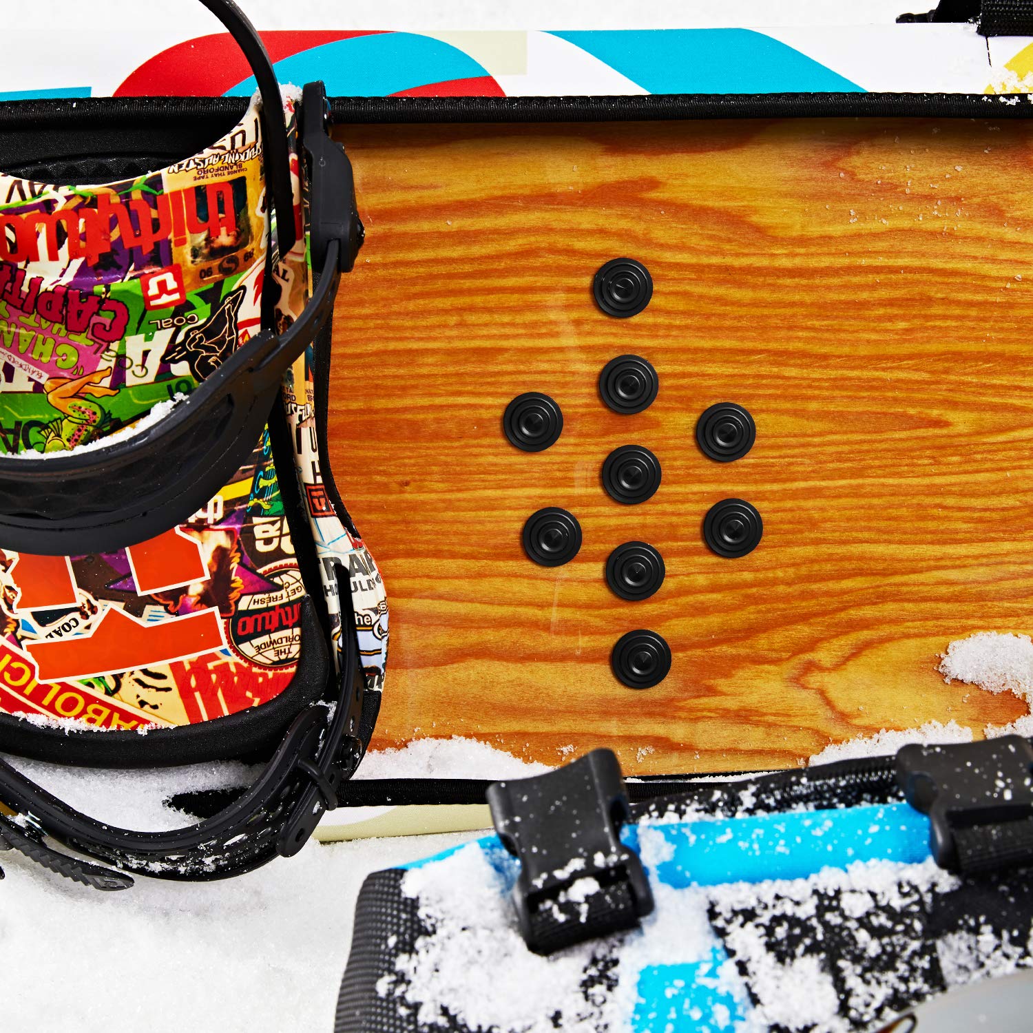XCMAN - Placca Antiscivolo per Snowboard con 4 Strati e Borchie coniche in Alluminio, Diametro 19.99 cm - 9 Pezzi