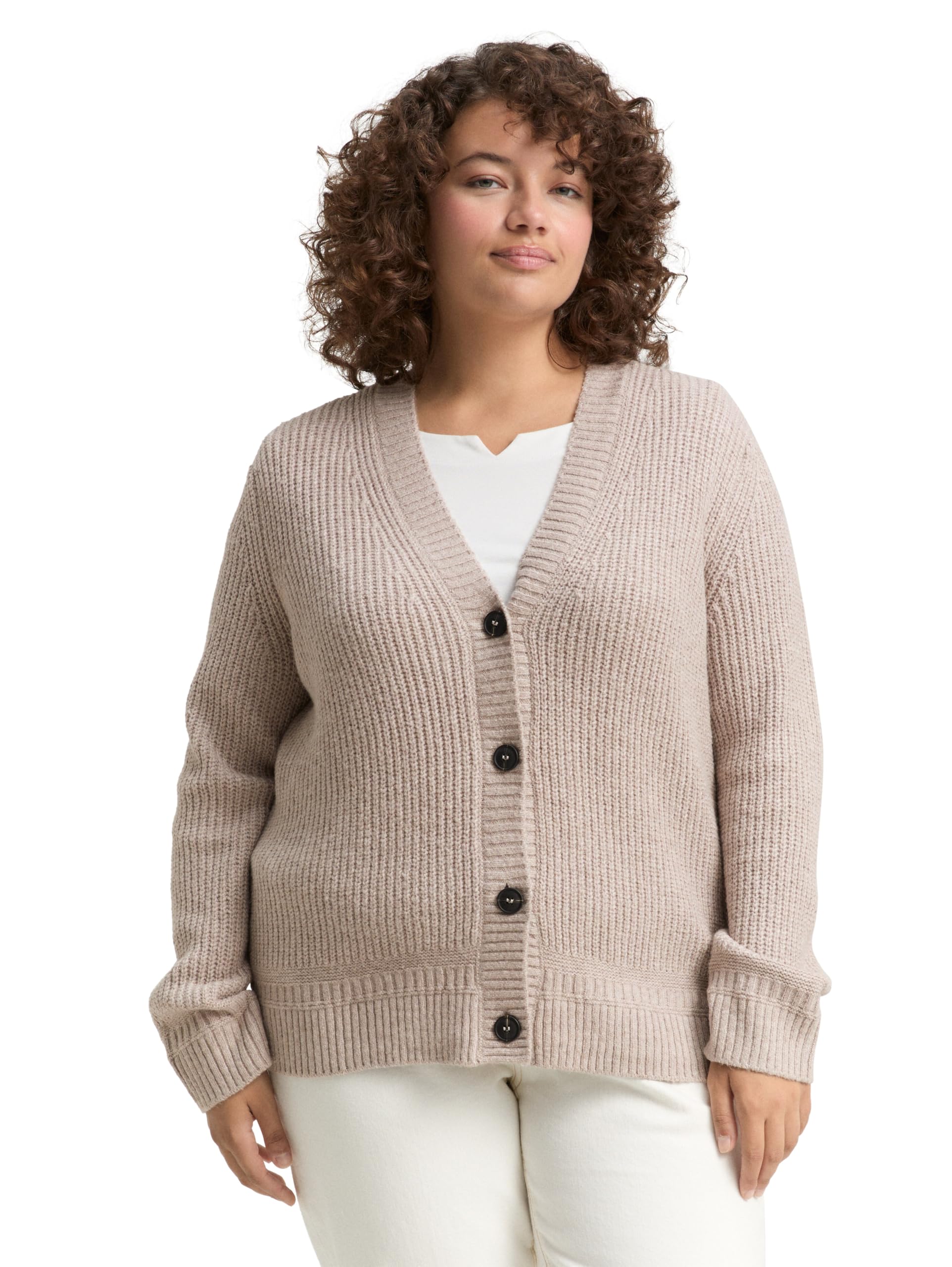 Tom Tailor Damen 1049417 Plussize Plus Size - RIPP Cardigan mit V-Ausschnitt (1er Pack)