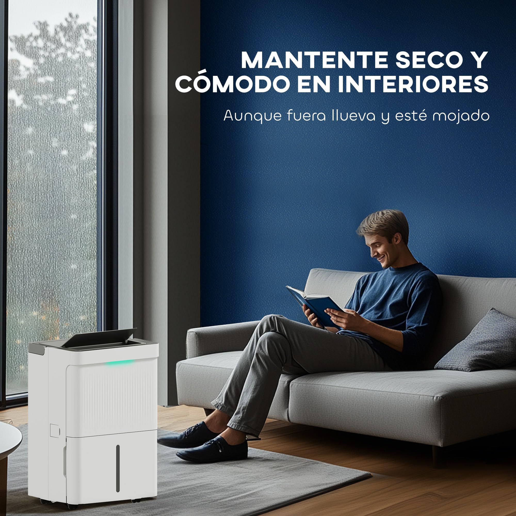 HOMCOM Deshumidificador 35L/día Depósito 5,5L Silencioso 3 Modos Blanco | Deshumidificador Eléctrico, Pantalla LED, Temporizador 24 H, Bloqueo Infantil, Drenaje Continuo, hasta 40-100㎡