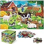 Jumbo Floor Puzzle for Kids,Farm Animals Jigsaw Large Puzzles,48 Piece Barn Puzzle for Toddler Ages 3-5,Children Learning Preschool Educational Toys,Birthday Gift for 4-8 Years Old Boy and Girl