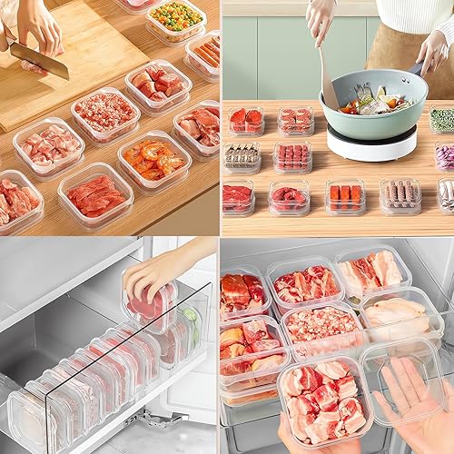 Miniatura 9 de Contenedores de almacenamiento de alimentos con tapas, organizadores de plástico para refrigerador, contenedores transparentes de 10.3 onzas