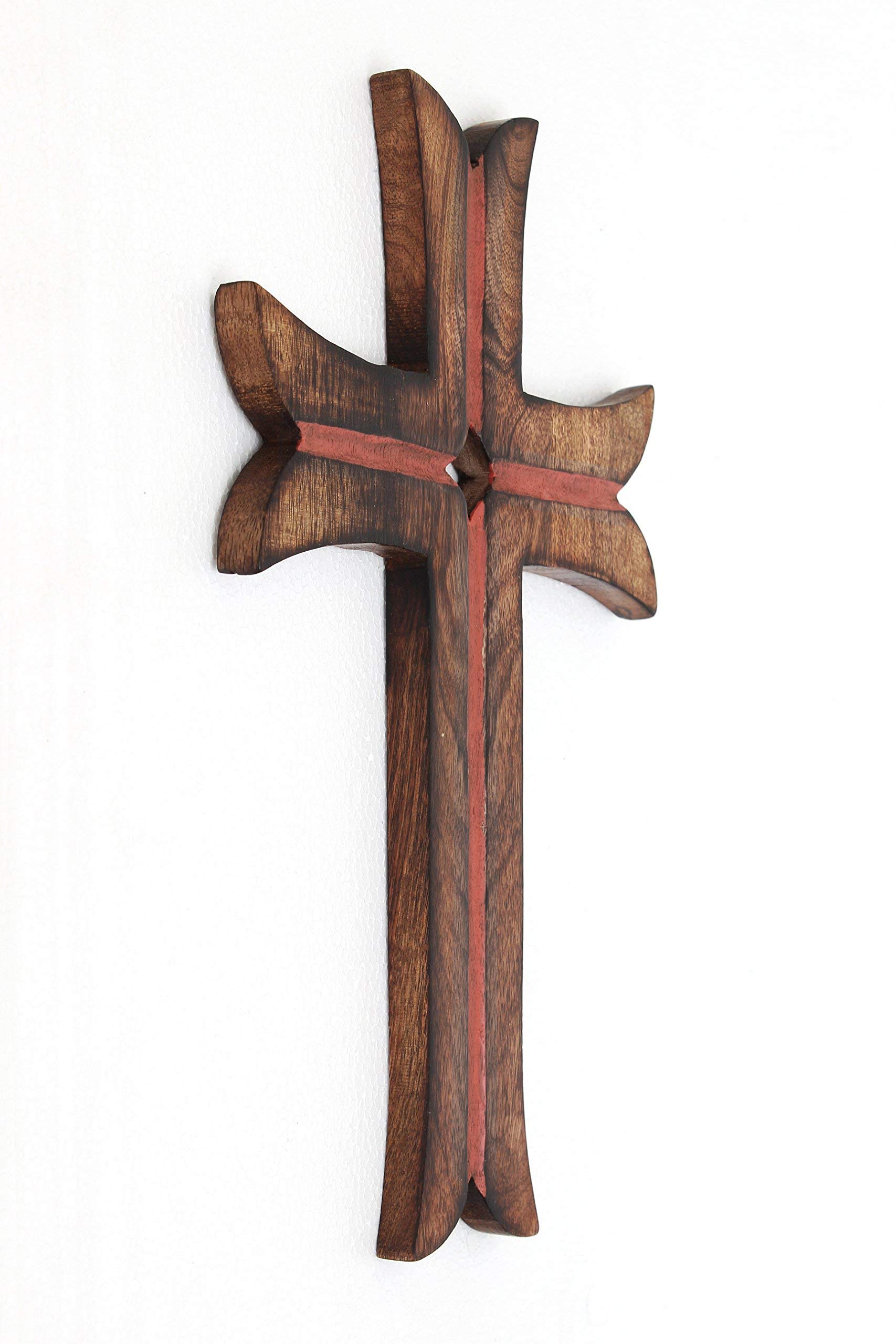 Ajuny Wooden Wall Cross Handmade Decorative Hanging Wall Mounted for Church Home office Décor Religious Gifts Ideal 15x10 Inch