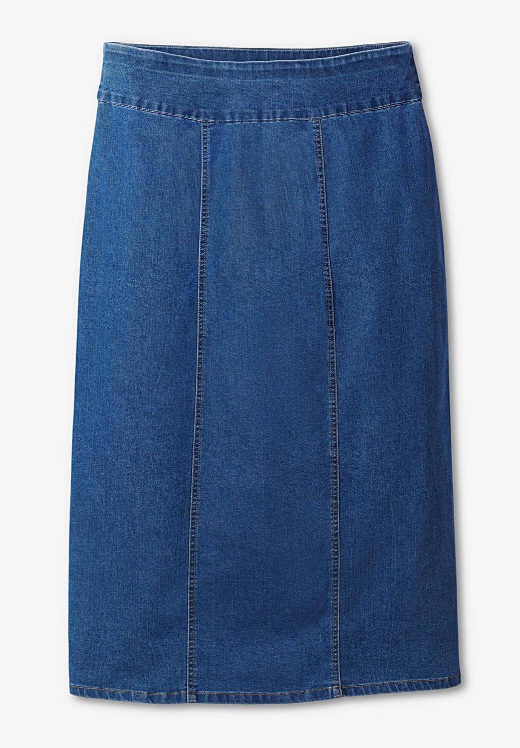 Woman Within Plus Size Petite Pull-On Flex Elastic-Waist Stretch Denim Skirt