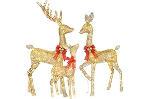 HOYECHI Lighted Christmas Decoration Deer 3 Piece - Illuminate your Holidays with Joyful Cheer