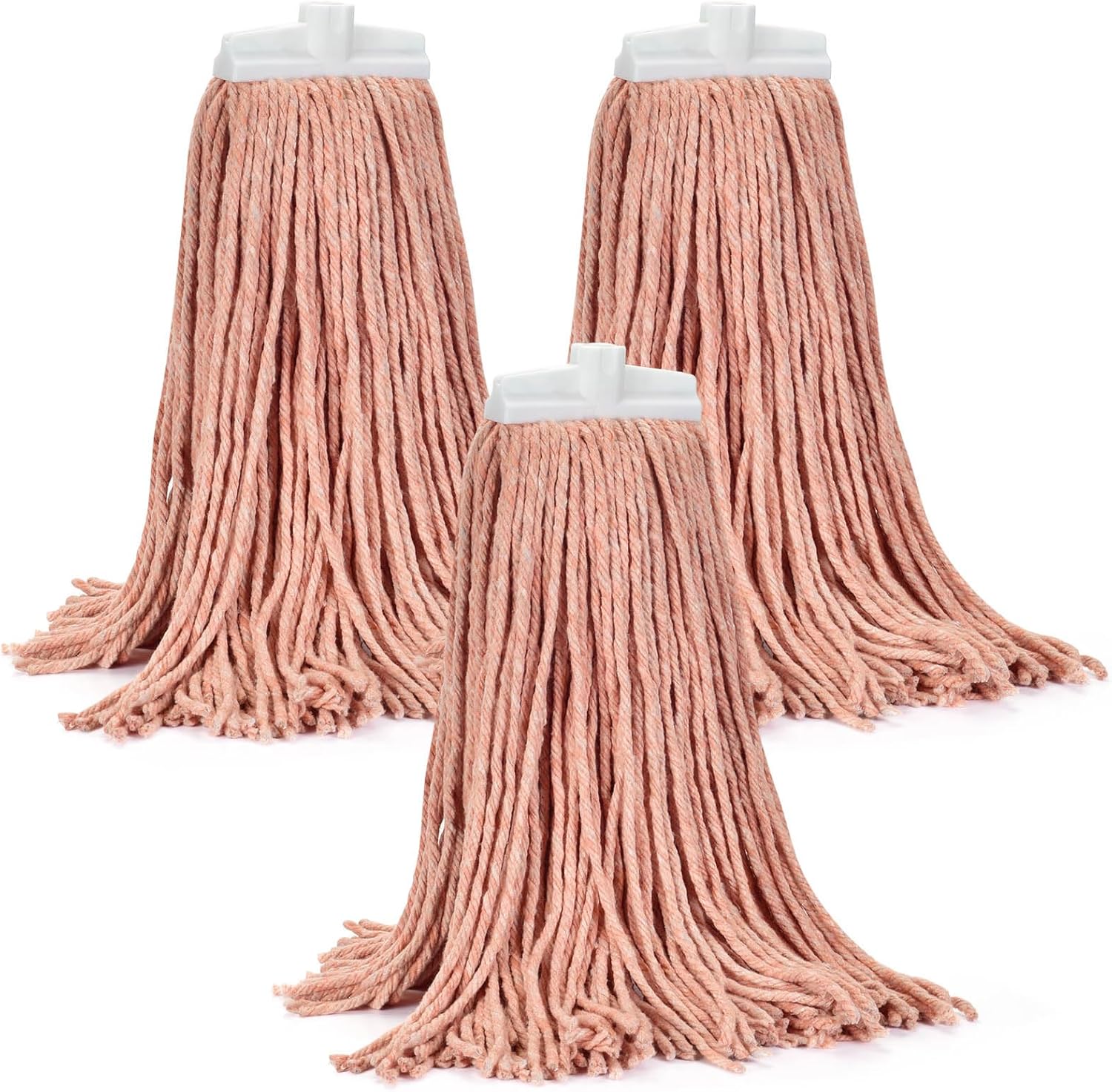 Matthew Cleaning Screw-on Heavy Duty Cotton Wet Mop Replacement Heads(Blue, Medium,6 Pack) with 2 Pack Microfiber Cloth for Residential & Commercial Floor Cleaning Use- Fit Standard American Screw