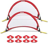 Vista 10 de Poray Soccer Goal for Kid Easy-up Set of Two Portable Soccer Net 210D Oxford with 8 Field Marker Cones Extra Stakes Fun for Backyard and Soccer
