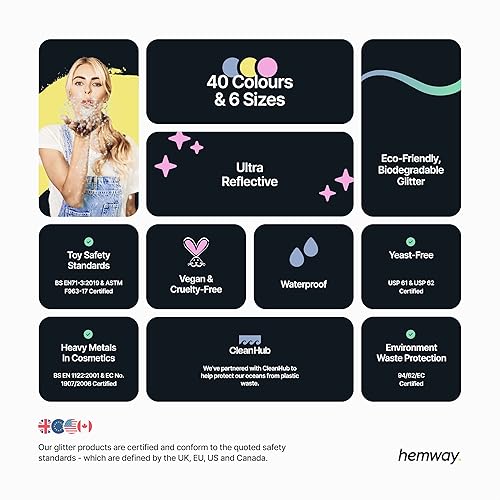 Miniatura 4 de Hemway Purpurina biodegradable respetuosa con el medio ambiente, 3.53 oz3.5 onzas, biocosmética, segura, vegana para rostro, sombra de ojos, cuerpo,