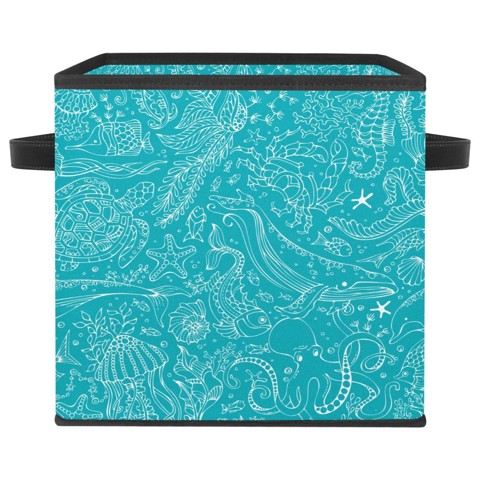 Boîte de rangement pliable motif océan en tissu pour armoire enfant