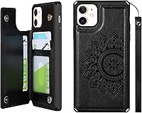 Vista 144 de Cavor for iPhone 11 Wallet Case with Card Slots Holder,Premium PU Leather Kickstand Feature Case [Wrist Strap] Double Magnetic Clasp Shockproof Flip