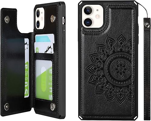 Miniatura 144 de Cavor for iPhone 11 Wallet Case with Card Slots Holder,Premium PU Leather Kickstand Feature Case [Wrist Strap] Double Magnetic Clasp Shockproof Flip