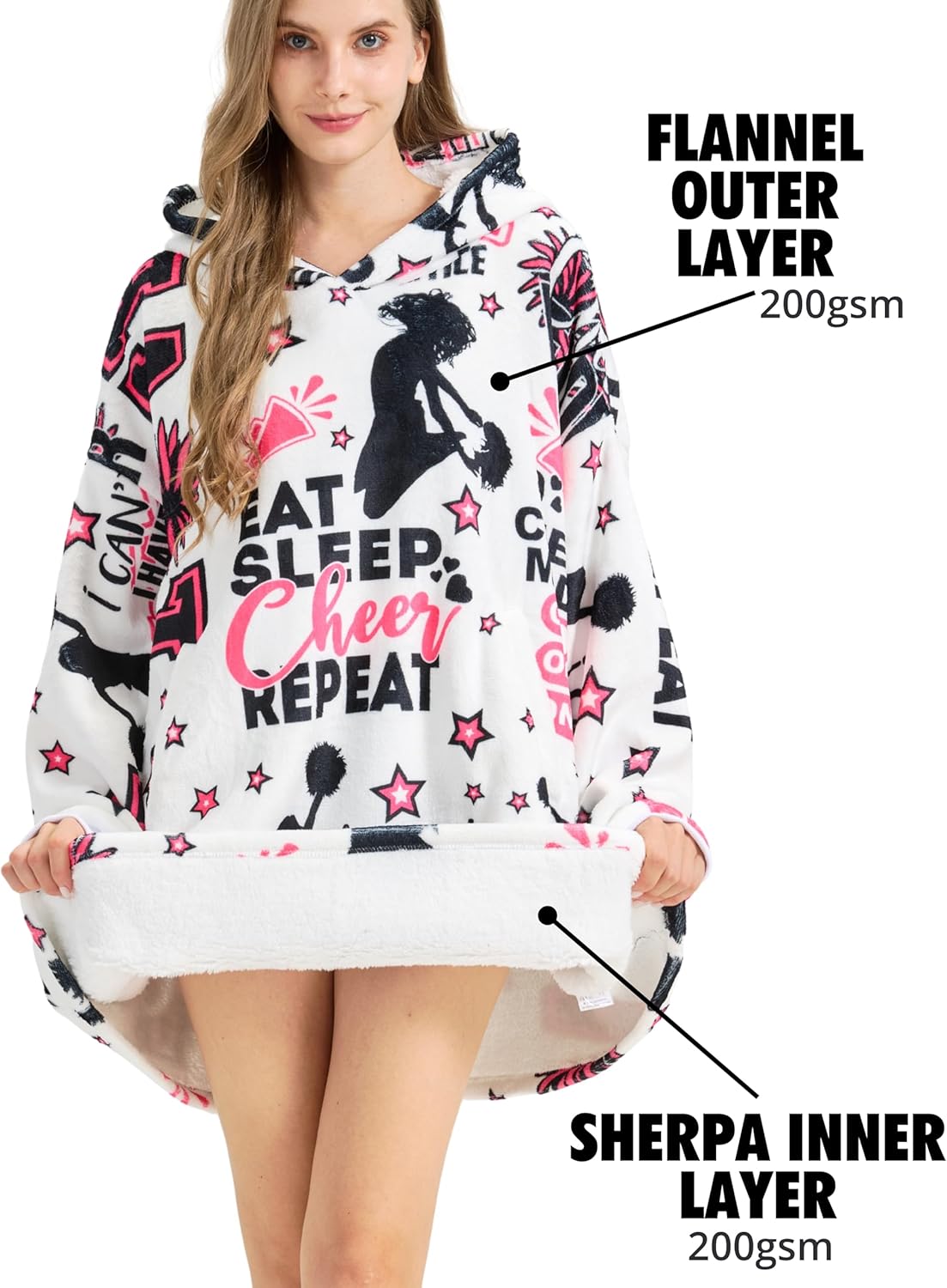 Cheerleader Gifts for Women, Girls, Wearable Blanket Hoodie, Oversized Hooded Blanket, Gift for Cheerleading, Coach