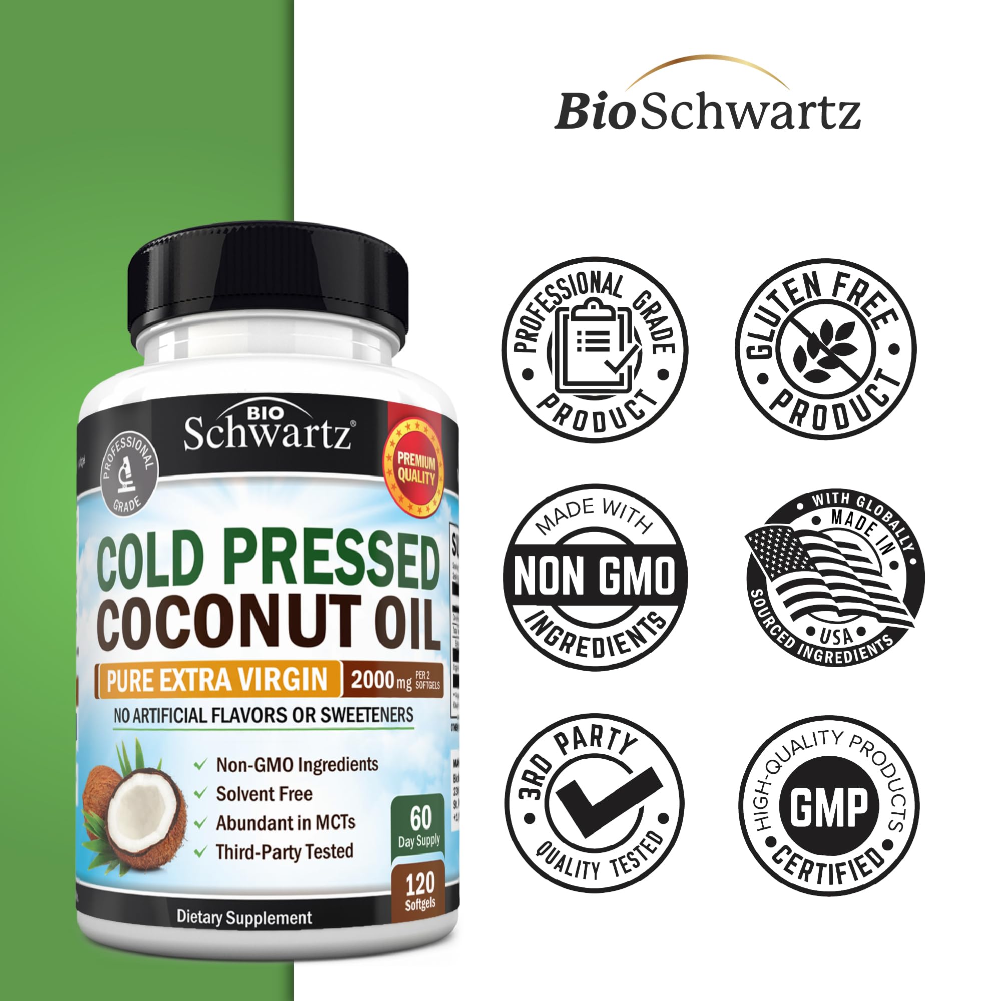 Coconut Oil Capsules 2000mg, 120ct, 2 Month Supply — Amazon image 5