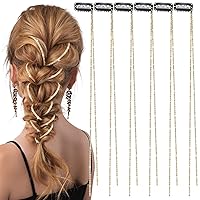Vista 1 de Chunyin - 6 piezas de cadenas de cabello con strass para mujer, joyería de cabello con encanto de perla, accesorios de joyería con cristales, clips