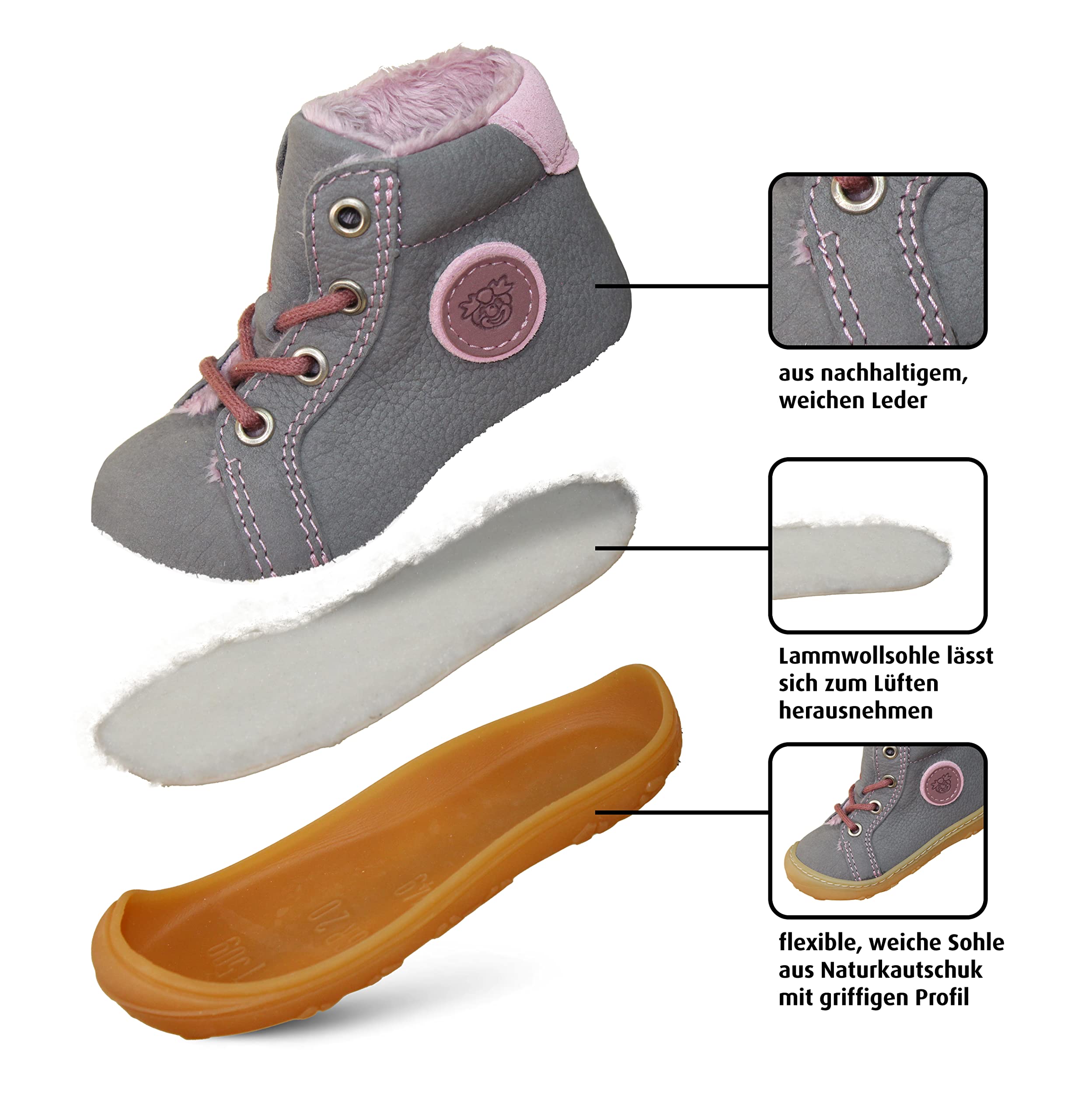 RICOSTA Mädchen und Jungen Lauflernschuhe Georg,Warmfutter,Leder,WMS:Mittel/Weit