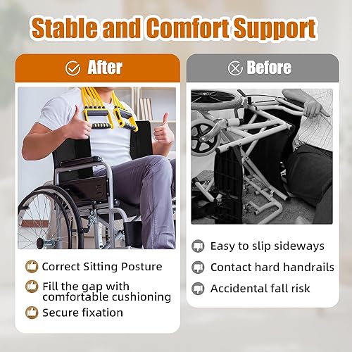 Miniatura 2 de HOMBYS Soporte lateral para silla de ruedas,Cojín de respaldo de silla de ruedas,Almohada de apoyo lumbar para dolor de espalda baja con soporte